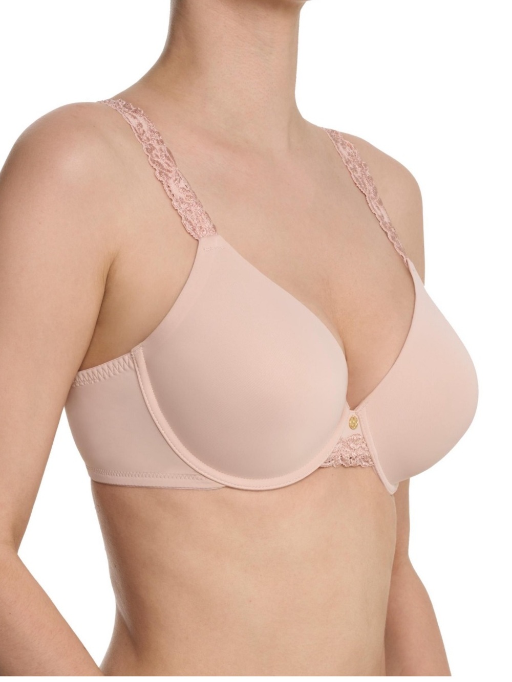 Natori Body Double Lace-Trim T-Shirt Bra nude cameo rose 736037 38DDD